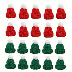 20pcs Mini Knitting Hat Christmas Doll Hat for Ornaments DIY Craft