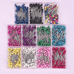 100Pcs Colorful Round Pearl Needles Stitch Straight Push Sewing Needles