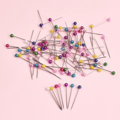 100Pcs Colorful Round Pearl Needles Stitch Straight Push Sewing Needles