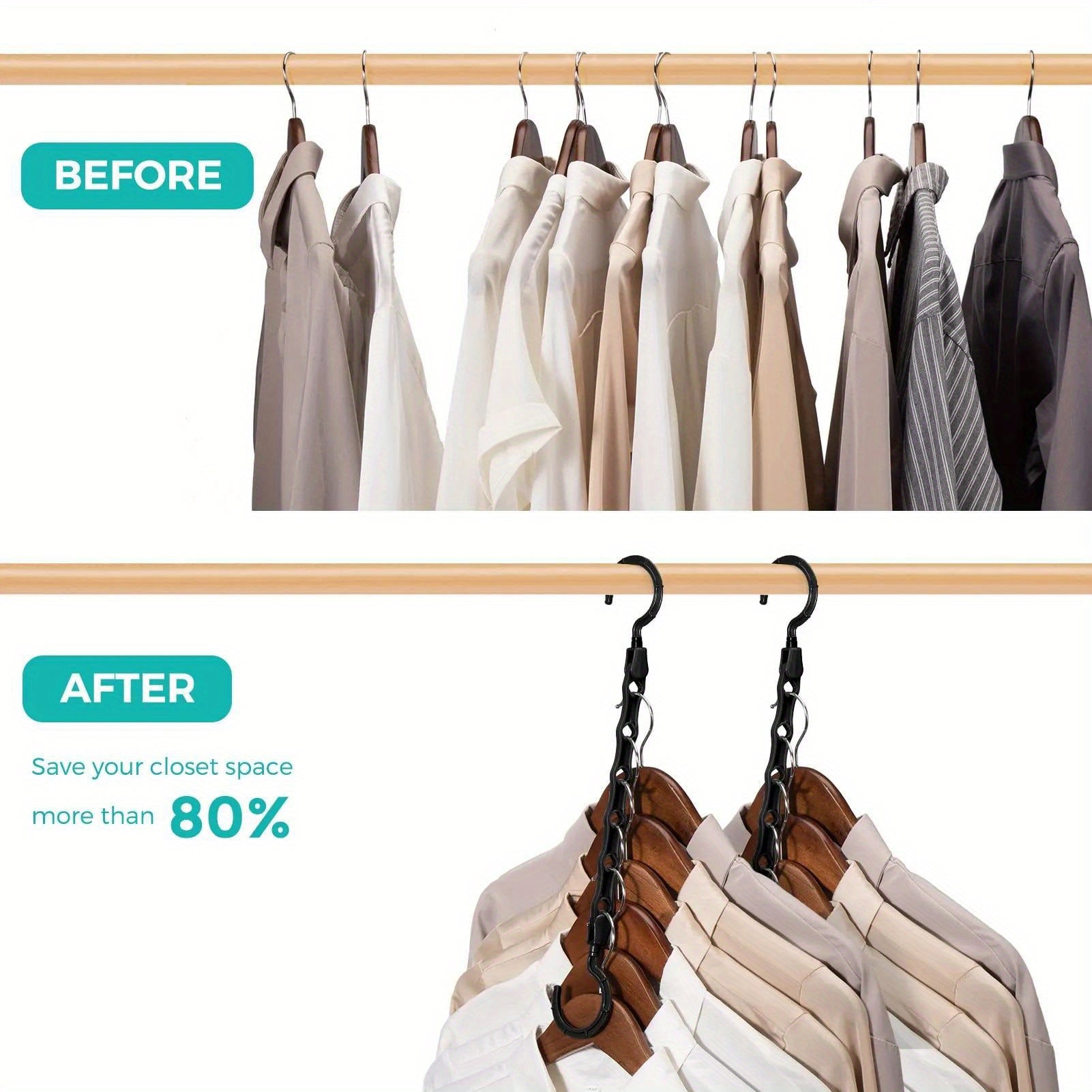 10pcs Folding Clothes Hanger Portable Magic Drying Rack Organizer