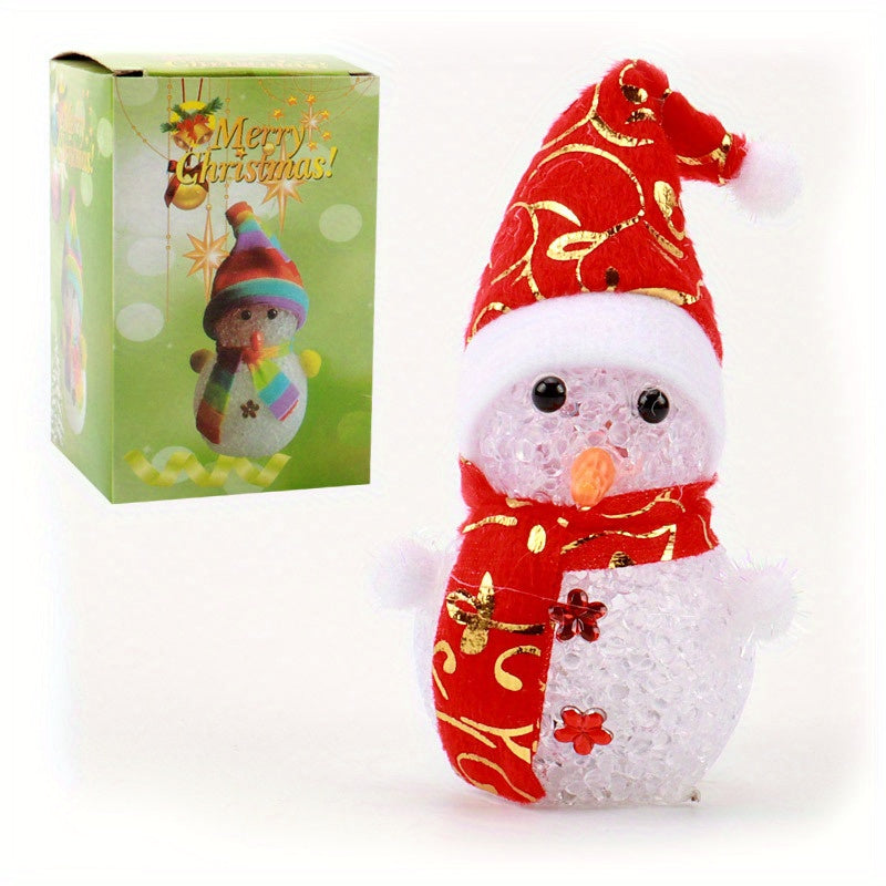 Luminous Christmas Snowman Decorations with Colorful Crystal Snowman Doll