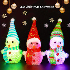 Luminous Christmas Snowman Decorations with Colorful Crystal Snowman Doll