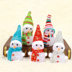 Luminous Christmas Snowman Decorations with Colorful Crystal Snowman Doll