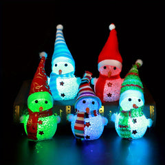 Luminous Christmas Snowman Decorations with Colorful Crystal Snowman Doll