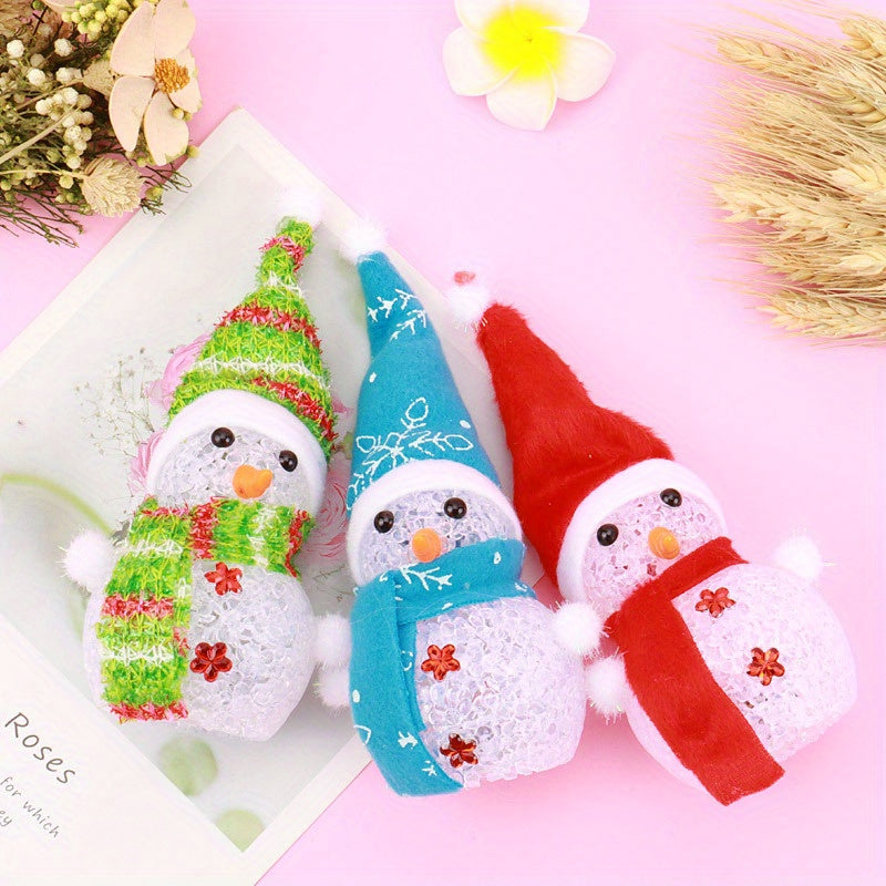 Luminous Christmas Snowman Decorations with Colorful Crystal Snowman Doll