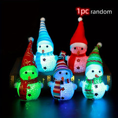 Luminous Christmas Snowman Decorations with Colorful Crystal Snowman Doll