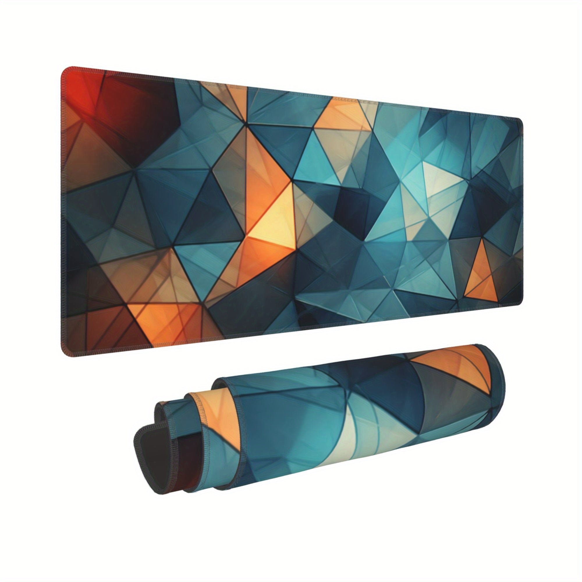 Geometric Desk Pad Protector Mouse Pad Non Slip Rubber Mat for Office and Home