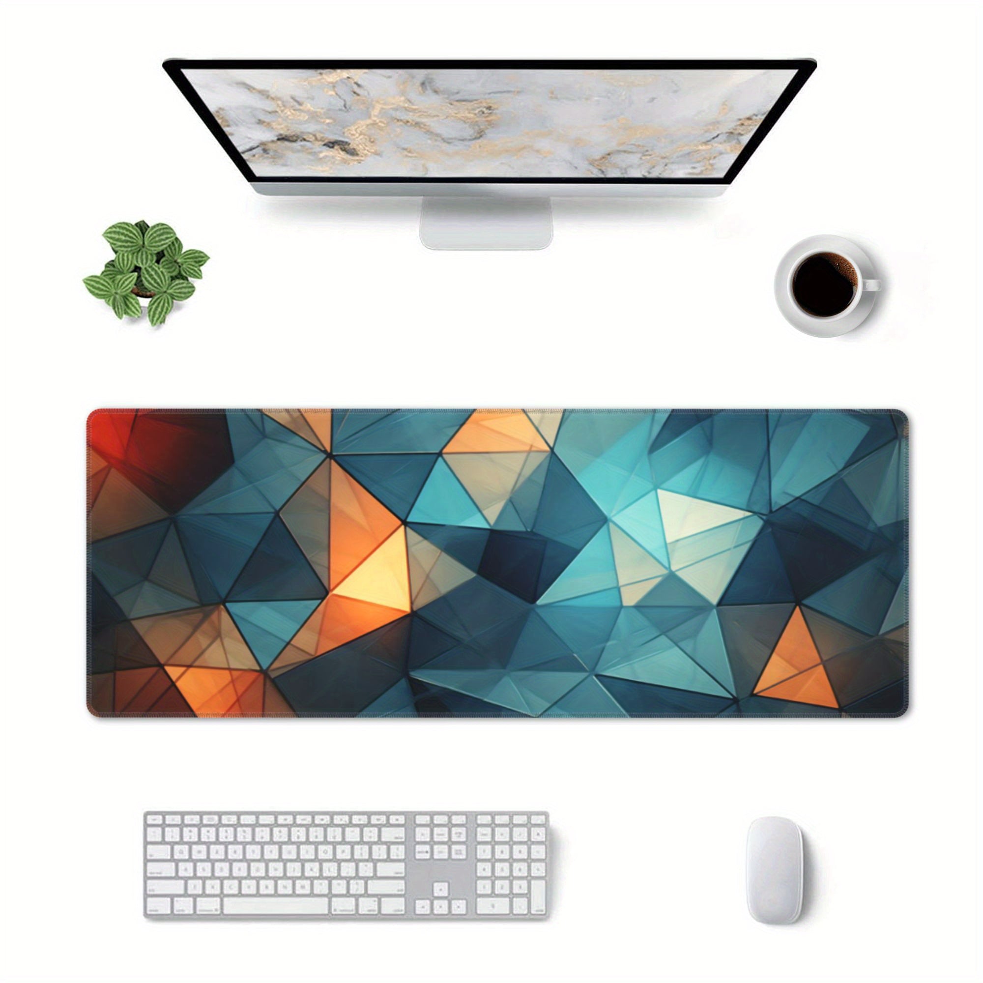 Geometric Desk Pad Protector Mouse Pad Non Slip Rubber Mat for Office and Home