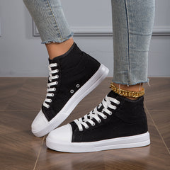 Women's High Top Skateboard Shoes Lightweight Canvas Outdoor Sports Shoes