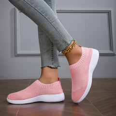 Women's Solid Sneakers Breathable Flying Woven Outdoor Shoes Lightweight
