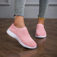 Women's Solid Sneakers Breathable Flying Woven Outdoor Shoes Lightweight