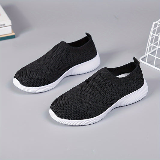 Women's Solid Sneakers Breathable Flying Woven Outdoor Shoes Lightweight