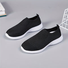 Women's Solid Sneakers Breathable Flying Woven Outdoor Shoes Lightweight