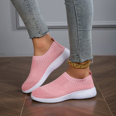 Women's Solid Sneakers Breathable Flying Woven Outdoor Shoes Lightweight