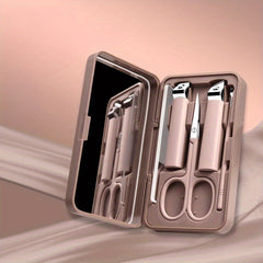 5pcs Portable Nail Clippers Set With Mirror Fingernail & Toenail Cutter