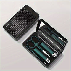 5pcs Portable Nail Clippers Set With Mirror Fingernail & Toenail Cutter
