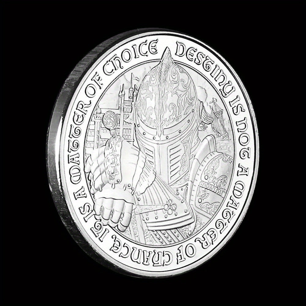 Middle Ages Knight Silvery Plated Coin Lucky Coin Collectible Souvenir
