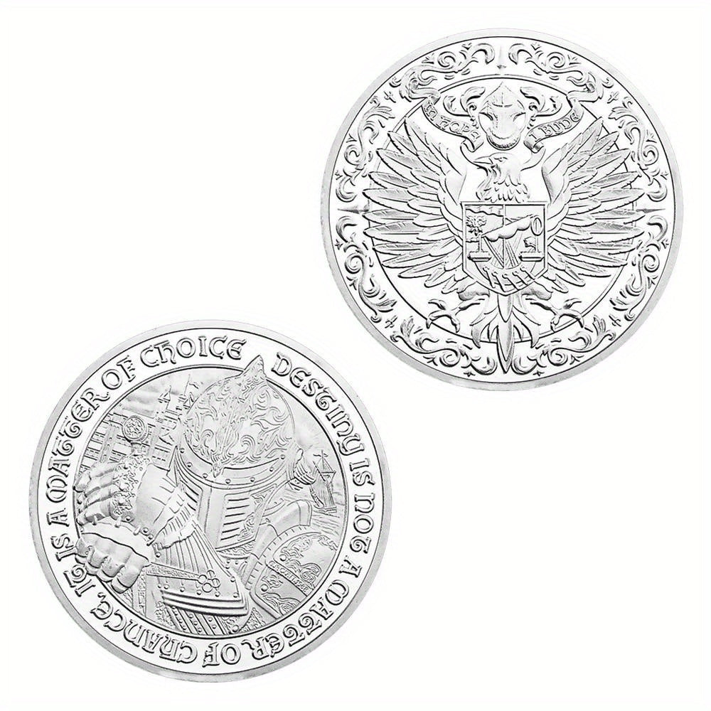 Middle Ages Knight Silvery Plated Coin Lucky Coin Collectible Souvenir