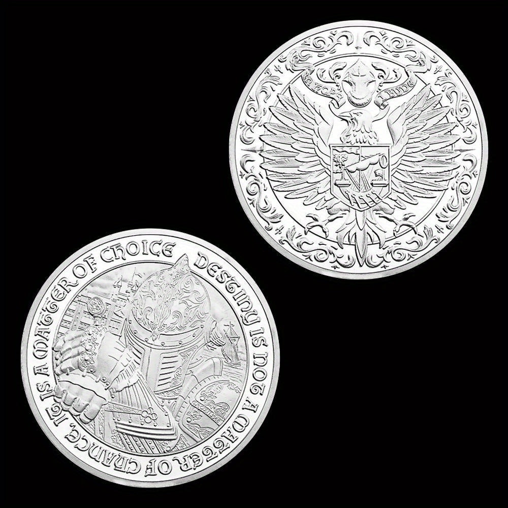 Middle Ages Knight Silvery Plated Coin Lucky Coin Collectible Souvenir