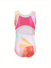 Colorblock Sleeveless Dancing Suit Romper For Girls