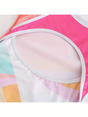 Colorblock Sleeveless Dancing Suit Romper For Girls