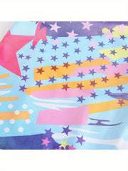 Star Graphic Graffiti Print Sleeveless Suit for Girls Gymnastics