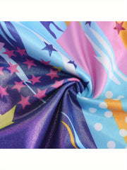 Star Graphic Graffiti Print Sleeveless Suit for Girls Gymnastics