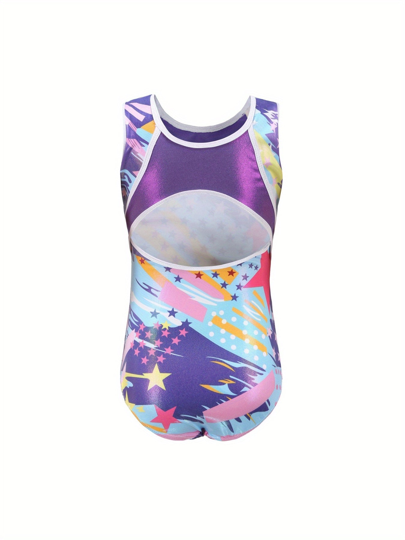 Star Graphic Graffiti Print Sleeveless Suit for Girls Gymnastics