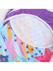 Star Graphic Graffiti Print Sleeveless Suit for Girls Gymnastics