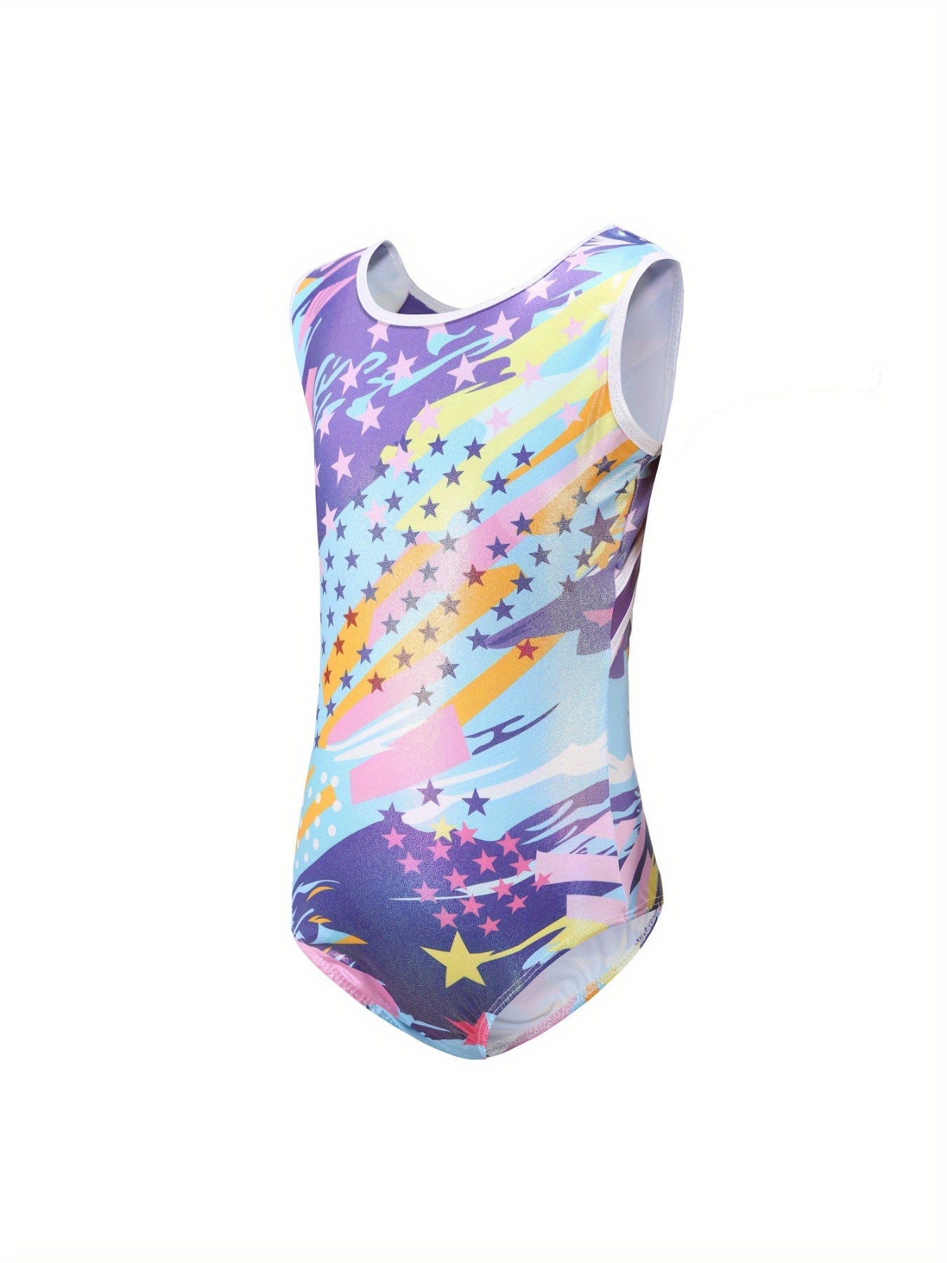 Star Graphic Graffiti Print Sleeveless Suit for Girls Gymnastics