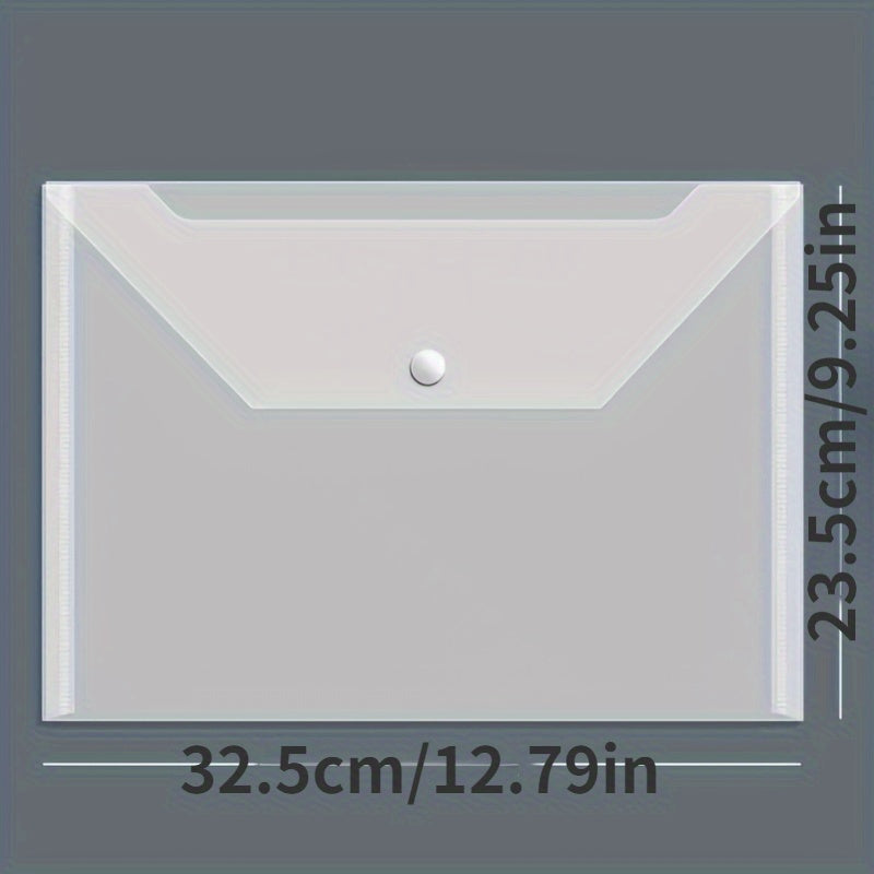 A4 Transparent Plastic Envelope File Bag with Snap Button