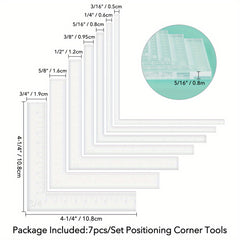 7pcs Card Corners Helpers for Easy Layering Ruler Tools