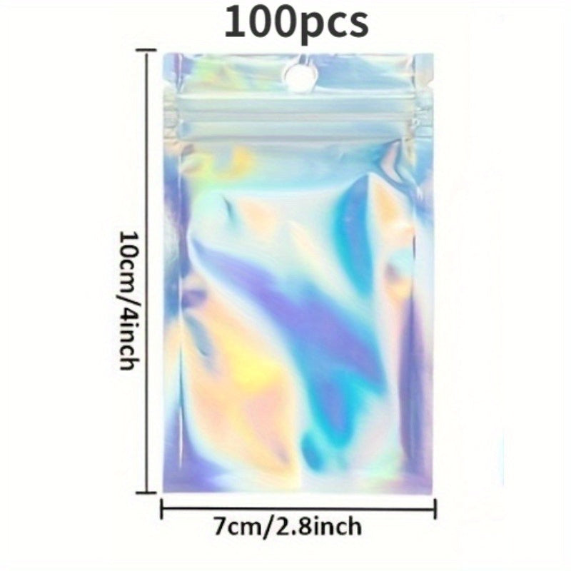 100pcs Holographic Smell Proof Zip Lock Bags
