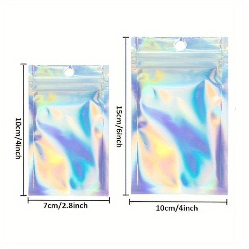 100pcs Holographic Smell Proof Zip Lock Bags