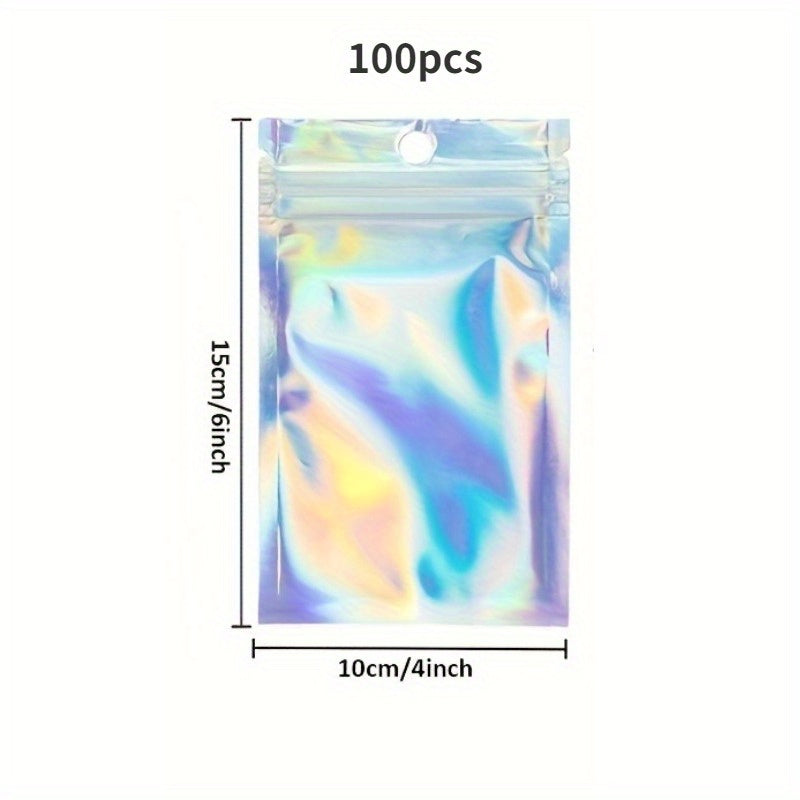 100pcs Holographic Smell Proof Zip Lock Bags