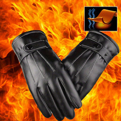 Winter Velvet Warm Gloves Touch Screen PU Leather Waterproof Gloves