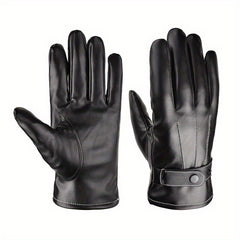 Winter Velvet Warm Gloves Touch Screen PU Leather Waterproof Gloves
