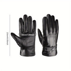 Winter Velvet Warm Gloves Touch Screen PU Leather Waterproof Gloves