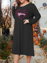 Letter & Heart Print Long Sleeve Tee
