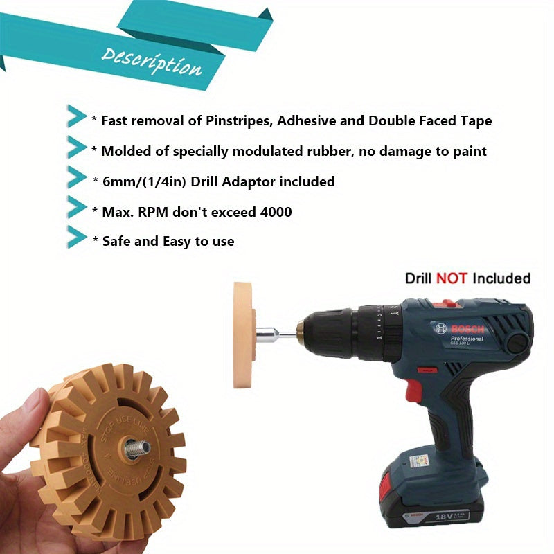 Car Rubber Wheel Adhesive Remover Drill Adapter Polishing Tool