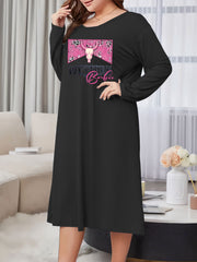 Cow Skull Graphic Long Sleeve Lounge Dress