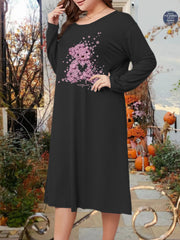 Lounge Dress Women's Plus Floral Teddy Bear Print Long Sleeve