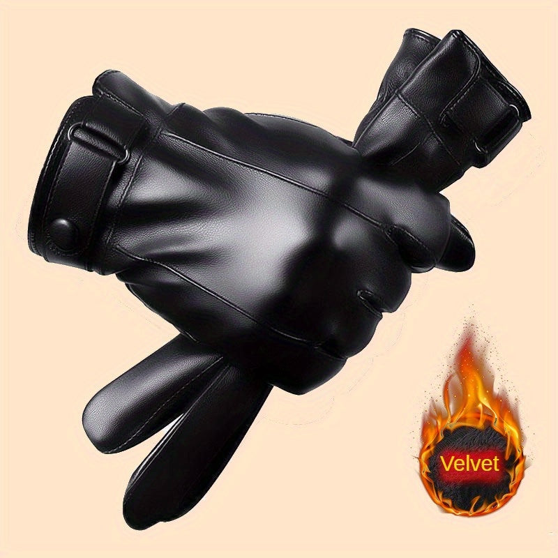 Touch Screen Leather Gloves Winter Windproof Waterproof Skiing Gloves