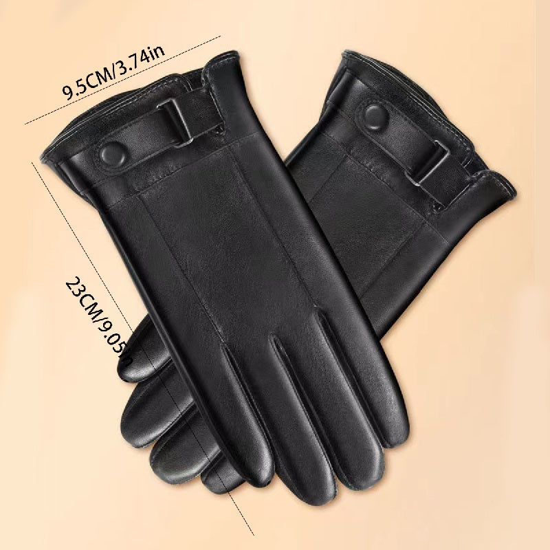 Touch Screen Leather Gloves Winter Windproof Waterproof Skiing Gloves