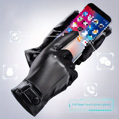 Touch Screen Leather Gloves Winter Windproof Waterproof Skiing Gloves