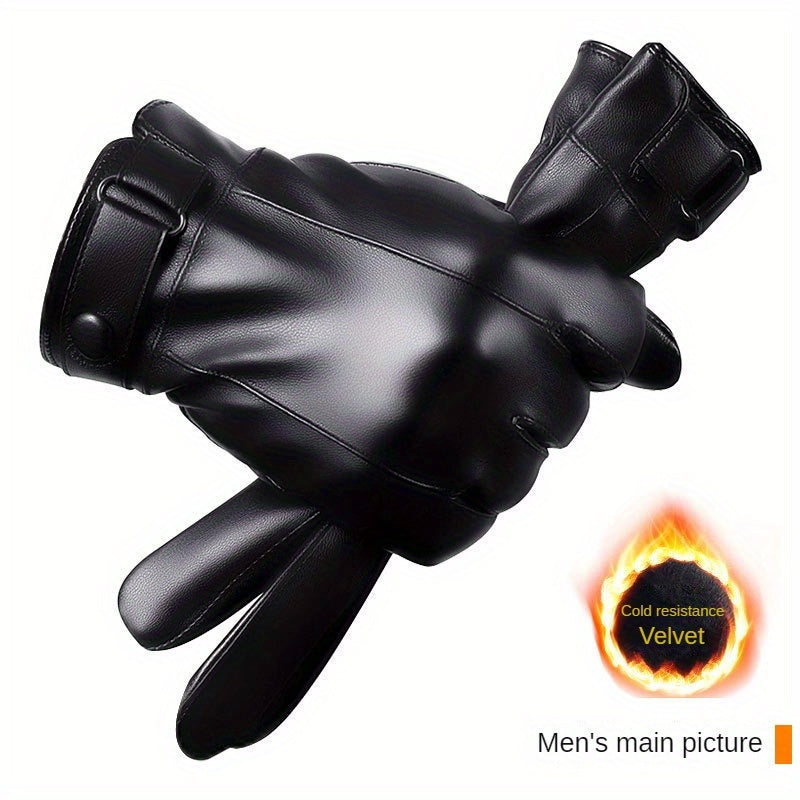 Touch Screen Leather Gloves Winter Windproof Waterproof Skiing Gloves