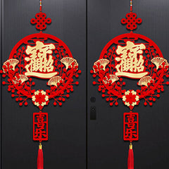 Housewarming Joy Year's Entrance Wreath Pendant with Auspicious Safe Words