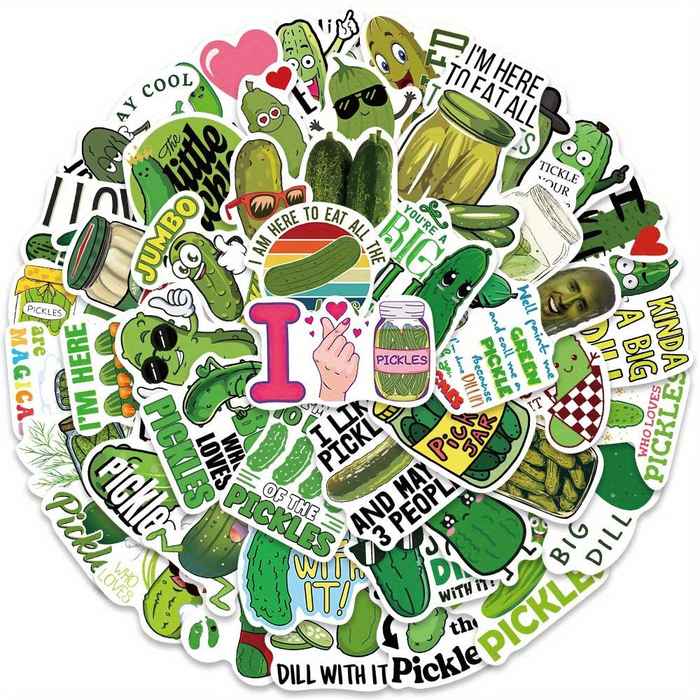 50pcs Pickle Stickers Waterproof Laptop Water Bottle Meme Stickers