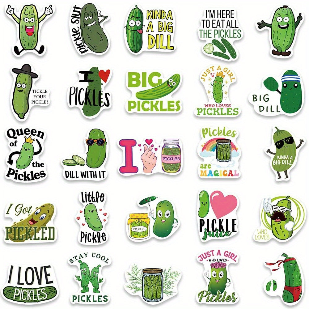 50pcs Pickle Stickers Waterproof Laptop Water Bottle Meme Stickers