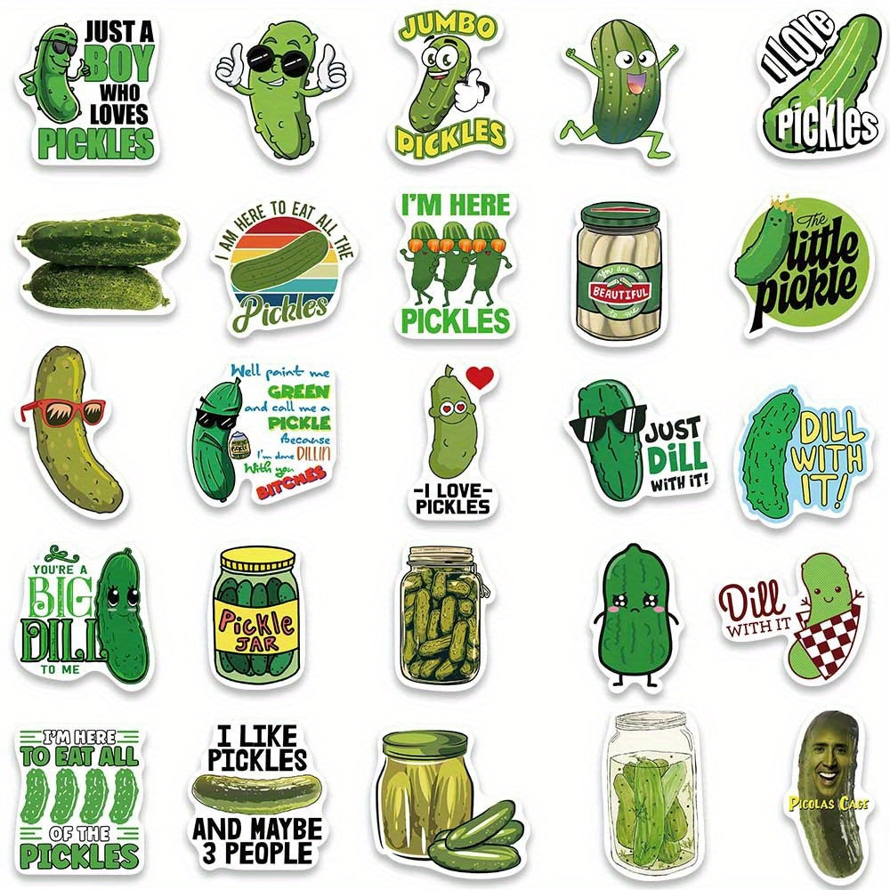 50pcs Pickle Stickers Waterproof Laptop Water Bottle Meme Stickers